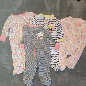 Gerber Floral and Striped Footies Set